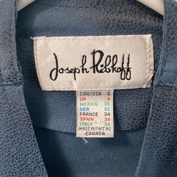 ๐จ๐ฆ Joseph Ribkoff Microsuede No-Closure Jacket Steel Blue Size 4 ๐จ๐ฆ made - Picture 4 of 5